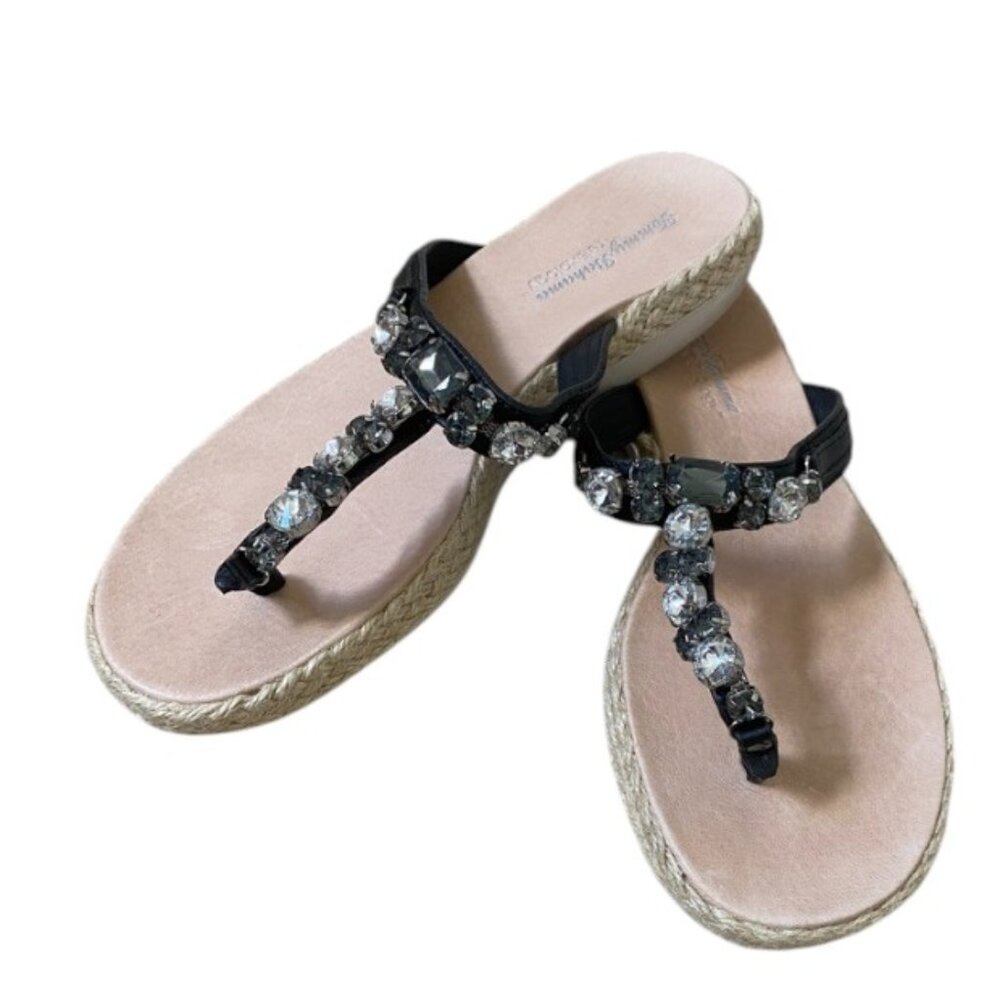 Tommy Bahama Ilysa Reflexology black flip flop Jewel sandal Sz 8 #02